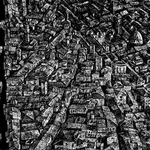 Florencja. Życie na dachach, linoryt, 2013